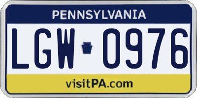 PA license plate LGW0976