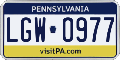 PA license plate LGW0977
