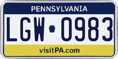 PA license plate LGW0983