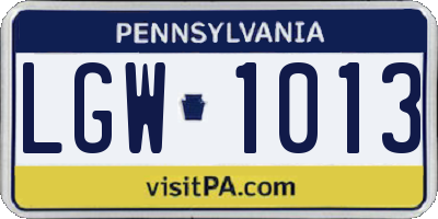 PA license plate LGW1013