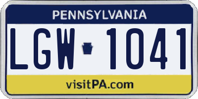 PA license plate LGW1041