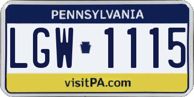 PA license plate LGW1115