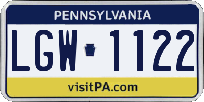 PA license plate LGW1122