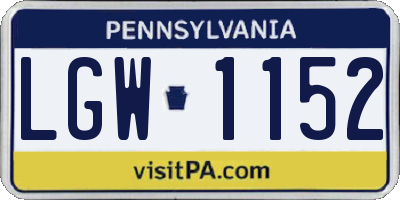 PA license plate LGW1152