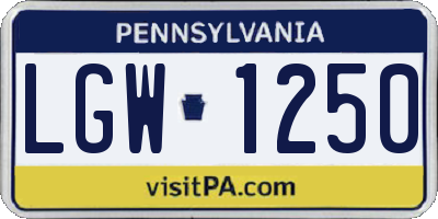 PA license plate LGW1250