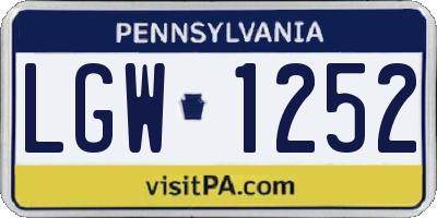 PA license plate LGW1252