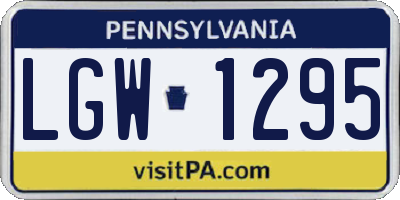 PA license plate LGW1295
