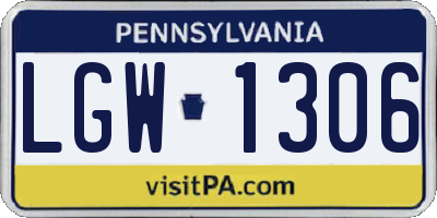 PA license plate LGW1306