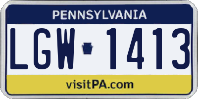 PA license plate LGW1413