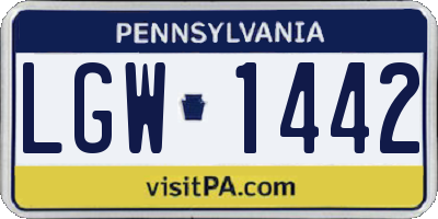 PA license plate LGW1442