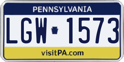 PA license plate LGW1573