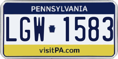 PA license plate LGW1583