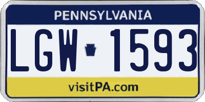 PA license plate LGW1593