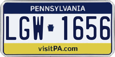 PA license plate LGW1656