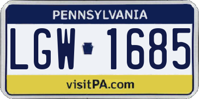 PA license plate LGW1685