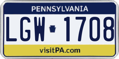 PA license plate LGW1708