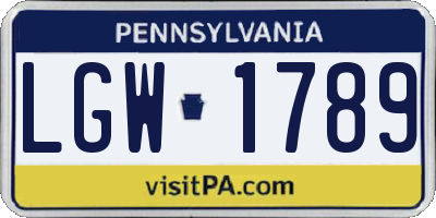 PA license plate LGW1789