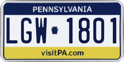 PA license plate LGW1801