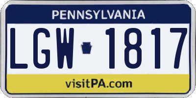 PA license plate LGW1817