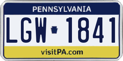 PA license plate LGW1841