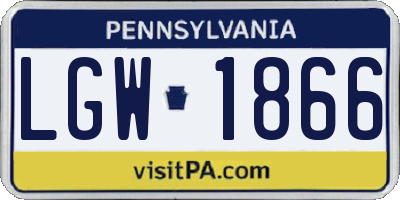 PA license plate LGW1866