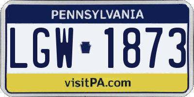 PA license plate LGW1873