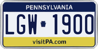 PA license plate LGW1900