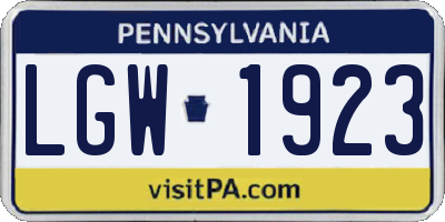 PA license plate LGW1923
