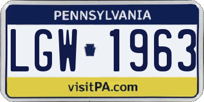 PA license plate LGW1963