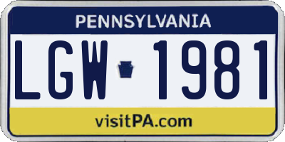 PA license plate LGW1981