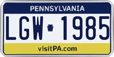 PA license plate LGW1985