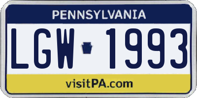 PA license plate LGW1993