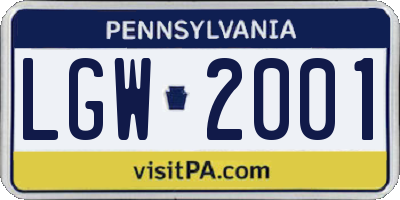 PA license plate LGW2001