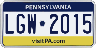 PA license plate LGW2015