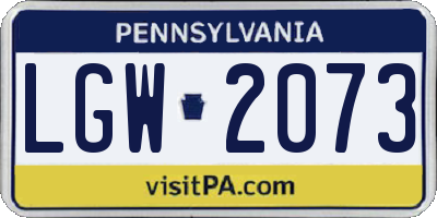 PA license plate LGW2073