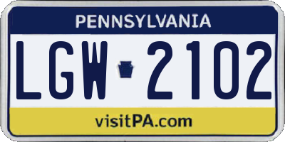 PA license plate LGW2102