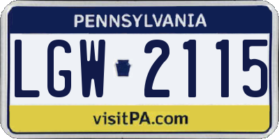 PA license plate LGW2115