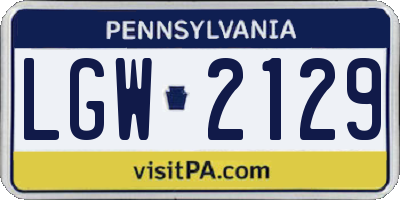 PA license plate LGW2129