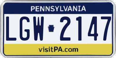 PA license plate LGW2147