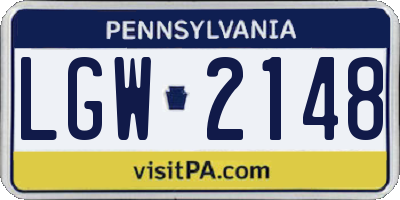 PA license plate LGW2148