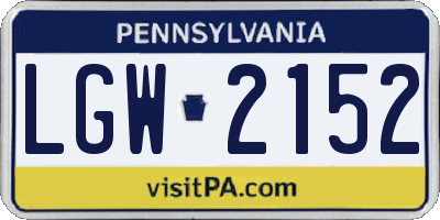 PA license plate LGW2152