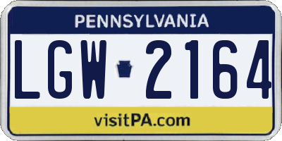 PA license plate LGW2164