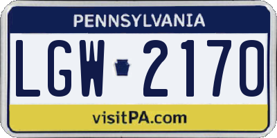 PA license plate LGW2170