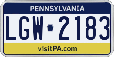 PA license plate LGW2183