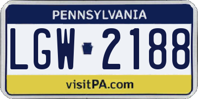 PA license plate LGW2188