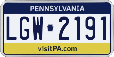 PA license plate LGW2191
