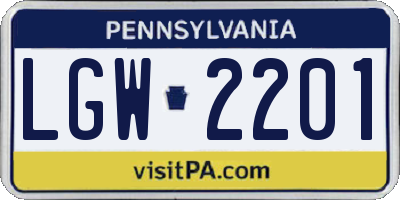 PA license plate LGW2201