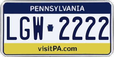 PA license plate LGW2222