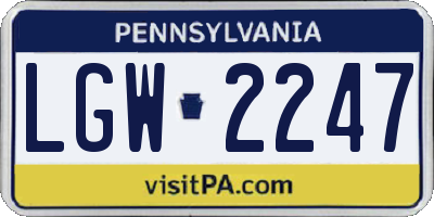 PA license plate LGW2247