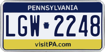 PA license plate LGW2248